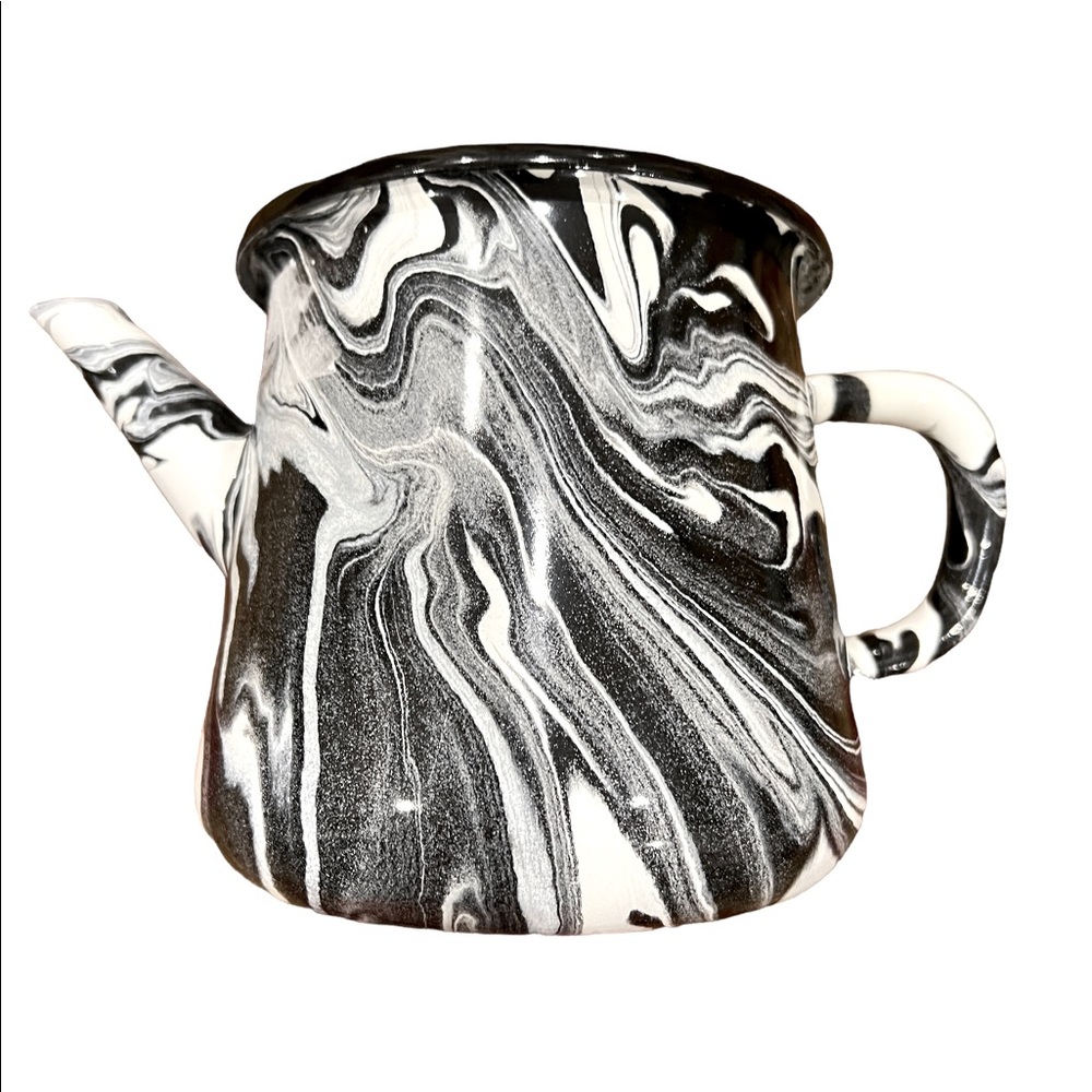 BORNN ENAMELWARE Marble Tea Pot Kettle Black And White